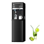 IKT 4 in 1 Self-Cleaning Hot and Cold Water Dispenser Cooler with Ice Maker for 5 Gallon Bottle Bottom Loading 22lbs Daily Capacity Black