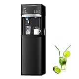 IKT Self-Cleaning Bottom Load Hot and Cold Water Cooler Dispenser with Ice Maker for 5 Gallon Bottle 22lbs Daily Capacity Perfect for Home Black