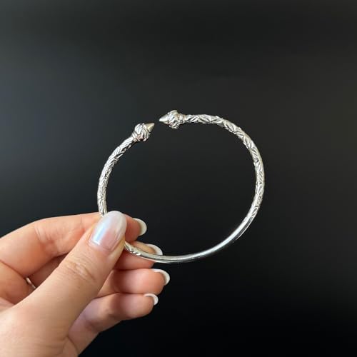 West Indian 925 Sterling Silver Bangle w. Elegant Ridged Arrow Taj Mahal Ends, 1 piece3