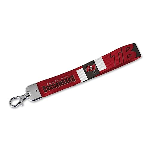 Rico Industries NFL Football Tampa Bay Buccaneers Standard Wrist Lanyard Key Chain, Cute Wristlet Strap Keychain Holder for Women Men Car Keys ID Badges Card Wallet Phone Camera