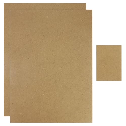 2 paneles de madera MDF A3 para bricolaje, 2 mm, fibra de madera de densidad media, paneles MDF para grabado láser, pintura y decoraciones (42 x 30 cm), con 1 tabla de corte de 5 pulgadas