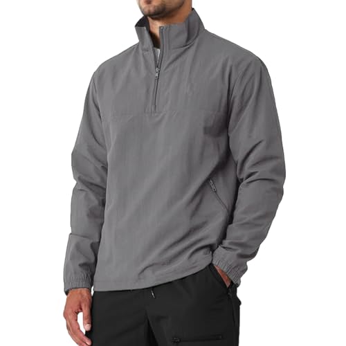 Aulemen Men's Casual Quarter Zip Pullover Golf Windbreakers