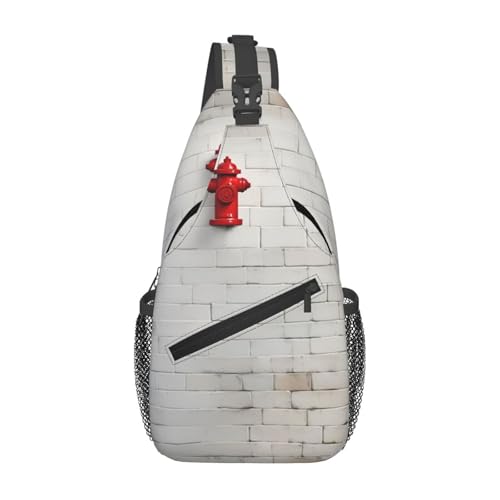 Bolso bandolera con estampado de pared de ladrillo blanco miniatura 1