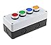QOYCEPVNH Control Box with Light Button Switch 24V/220V with Emergency Stop self Reset Industrial Waterproof(4 R rotateRGY,24V)