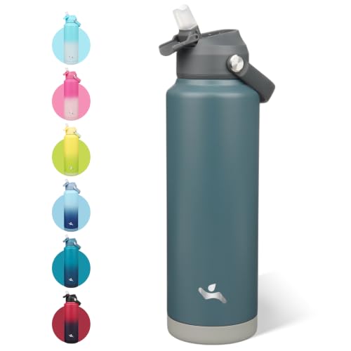 Image of Konokyo 40 oz Insulated Stainless Steel Sports Water Bottle with Straw Lid