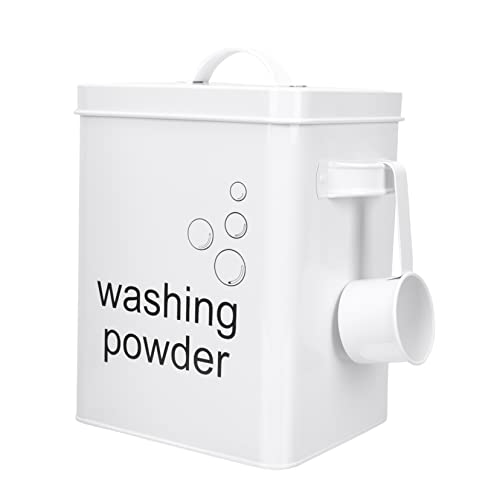 LABRIMP 属製洗濯洗剤収納容器 バケツ型 洗濯ポッドや粉末用 スコップ付き ランドリールームの整理整頓に適した大容量コンパクトボックス