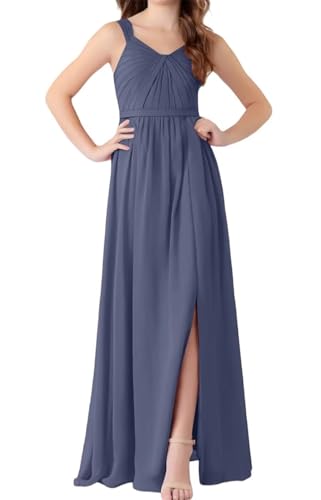 Chiffon Junior Bridesmaid Dress Little Infant Junior Bridesmaid Dresses V Neck Spaghetti Strap Flower Girls Dresses for Teen for Junior Flower Girl Dress Little Girls Gowns