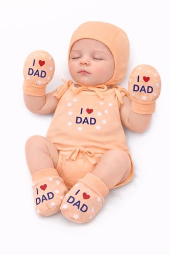 Image of Cuteably Newborn Baby Jhabla, Cap, Mittens, Booties, Nappy Combo Set, Soft & Breathable Cotton, Unisex, 0-3 Months