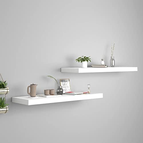 Snsowed Estantes flotantes Pared 2 uds, Baldas De Pared, Estantería Pared, Estantería Libros, Baldas Cocina, Blanco MDF 80x23,5x3,8cm
