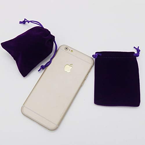 HRX Package Small Velvet Jewellery Bags with Drawstring, 20pcs Velvet Cloth Gift Pouches Purple (7.2 X 9.2cm)