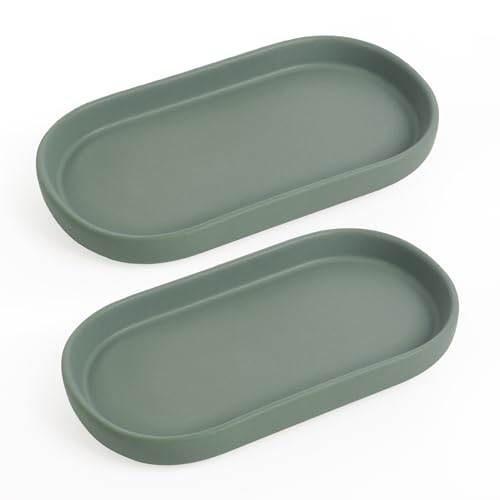INGOFIN 7" Ceramic Bathroom Vanity Tray Set- 2 Pcs Bathroom