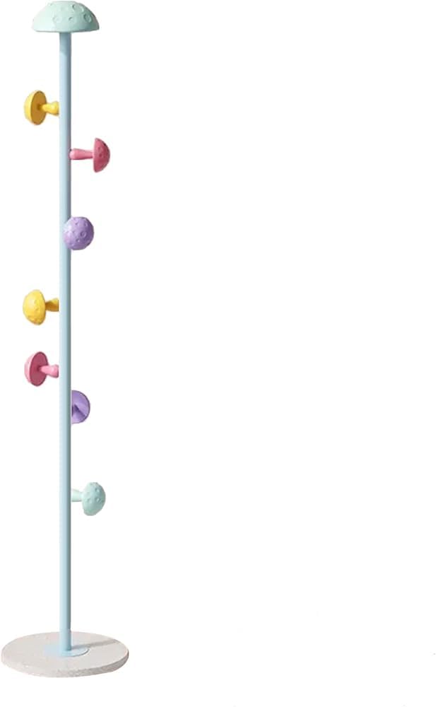 FGXHHS Cute Children's Metal Freestanding Coat Rack - 8 Mushroom Hoo for Coats, Hats, Bags, Scarves Blue Sto Solut Kids' Bedroom & Playroom