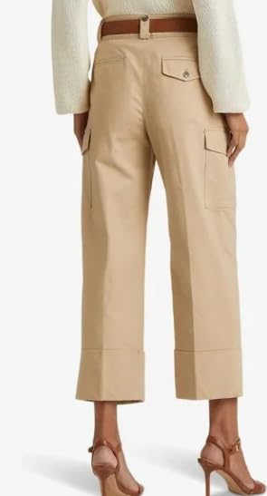Lauren Ralph Lauren Double Faced Stretch Cotton Ankle Pants (US 14W) Tan3