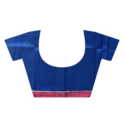 Image of 3stones Women's Mulberry Silk Saree | Printed Handwoven, Hand Batik Pure Saree with Unstiched Blouse Material Piece | Suitable for All Indian Weddings & Festivals | Traditional flower Prints
