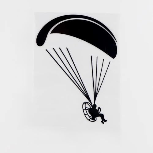 CHSLO Pegatinas para Coches 12.1X16.2CM Paracaídas Calcomanía de vinilo Parapente Extreme Car Pegatinas Negro/Plata