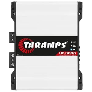 Taramps HD 3000 1 Ohm 1 Channel 3000 Watts RMS MAX, Full Range Car Audio, Monoblock, LED Monitor Indicator, Class D Amplifier, Crossover, White 3k amp