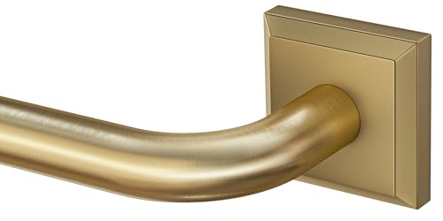 Brushed Gold Curtain Rods for Windows 28-48 Inch Heavy Duty Wrap Around Blackout Curtain Rod Adjustable Room Darkening Drapery Rod for Bedroom Living Room & Sliding Door