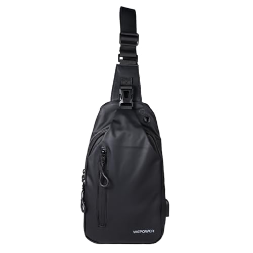 Aroncent Sling Crossbody Bag torba na klatkę piersiową, męska torba na klatkę piersiową, duża pojemność, torba na motocykl, wiatr, torba męska, wodoszczelna, czarna, czarny