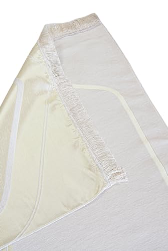 ihvan online Muslim Prayer Rug for Couples, Praying Mat Set for Women & Men, Soft Prayers Matt with Prayer Beads, Islamic Gifts for Ramadan Eid, Two Pieces, White-Black