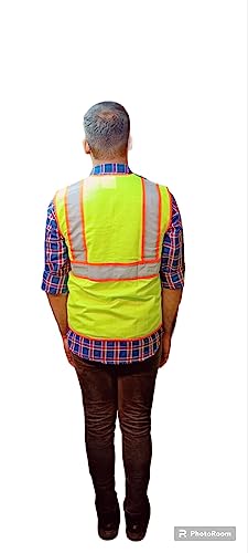 Tool Zone ENLIGHT Fluorescent Reflective Jackets With Orange Piping Zip Chain Flap Pockets and ID Card Space Industrial Construction Mechanical 2V + 1 H Unisex Pack on 1 Pc Free Size