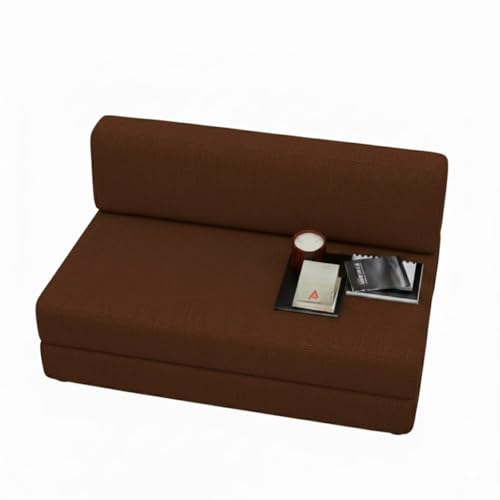 Image of PUM PUM Foldable Sofa Cum Bed | EPE Foam 2 Seater Floor Sofa | Premium Jute Fabric | Space-Saving Furniture for Living Room & Bedroom |36 Inch Width,Brown