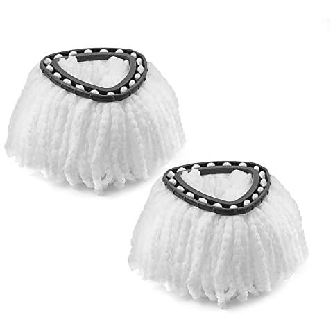 Mop Refill Head for EasyWring Clean Turbo Classic Spin Microfibre Mop Universal Spin mop Head Replacement, White (2-Pack) … Cover