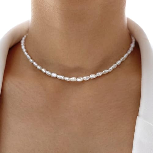 Image of Zeffy Pearl Necklace 4MM /6MM /8MM Dainty Round Imitation Pearl Choker Necklace Wedding Pearl Necklace Delicate Jewelry for Women Simple Bridesmaid Jewelry Gifts