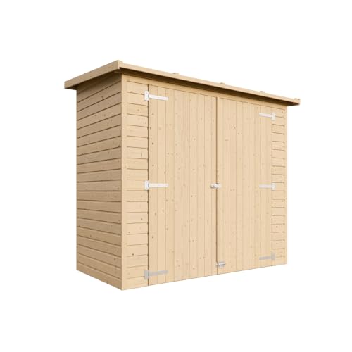 Abri à Outils en Bois Naturel - Stockage extérieur sans fenêtres H194x123x223 cm/2,1 m² Hangar en Bois Naturel - Atelier Rangement Outils - TIMBELA M348