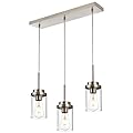 MELUCEE Kitchen Pendant Lighting Over Island 3 Lights Linear Chandelier Brushed Nickel Finish Dining Room Light Fixtures Ceiling Hanging Lamp with Clear Glass Shade, 20.5 Inches Length