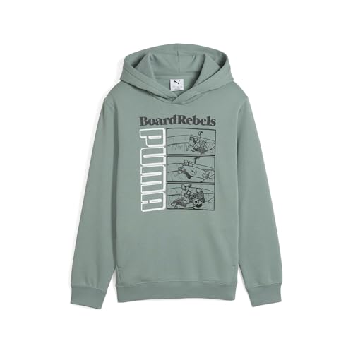 PUMA MID90S Hoodie FL B, Sudaderas con Capucha Niños, Green Moon, 140