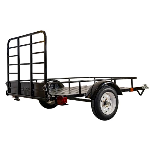 Image of DK2 4 ft. x 6 ft. Single Axle Black UV Powder Coated Open Rail Utility Trailer