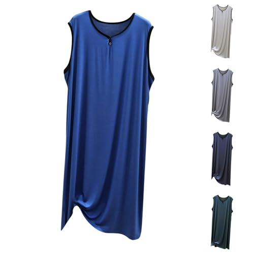 Cambkatl Sleepwear for Men Nightshirt Sleeveless Pajamas Comfy Big & Tall Henley Sleep Shirt2