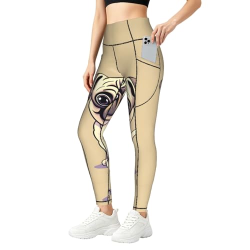 Leggings para correr con estampado de perros y control de abdomen