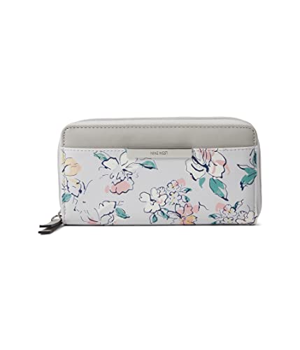 Nine West Wildwood Slg Zip Around Bifold Wallet Light Dove Floral One Size #TOP12