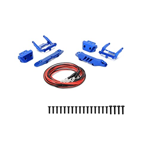 RCAWD Machined Alloy Bumper, Front (1)/ Rear (1) and 4 Led Lights for 1/18 Latrax Desert Prerunner Teton Traxxas Rc Car(Dark Blue)