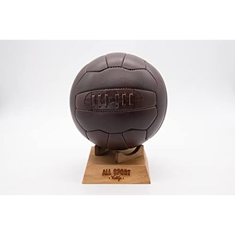 ALL SPORT VINTAGE - Football and solid wood base - chocolate - cowhide leather - hand-stitched - French brand Cover