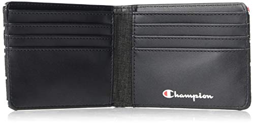 Champion CH3002 Mens Polyester Graphic Wallet, Bifold,Slim, Black/Scarlet Logo thumb #3