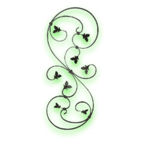 Déco fer Forgé- VOLUTE 8 Feuilles en Fer Forgé -ACIER DECORATION Durable efficacité Pieces - H 870 x 134 mm- Volute en S En Fer Plat de 12/6 mm -Usage Interieur Exterieur Satisfaction Garantie Robuste