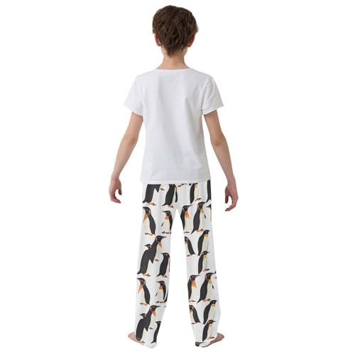 Boys' Pants Cartoon Black Penguin White Long Bottoms Jogger Pants Elastic Waist Trousers with Pockets S-XL3