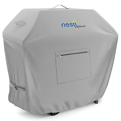 Nestl BBQ Grill Cover, Heavy Duty Grill Covers - Waterproof Gas Grill Covers, Durable UV & Fade Resistant Barbecue Grill Cover with Front Zipper Pocket - 58 Inch, Gray