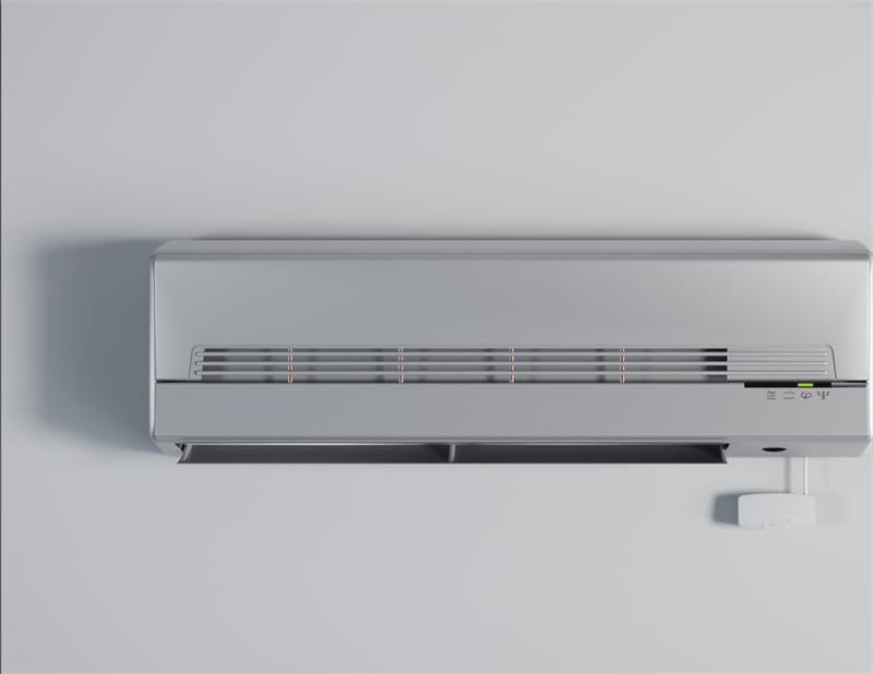 WIPCOOL P36 Condensate Pump installed on a wall next to an air conditioning indoor unit.