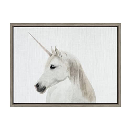 Kate and Laurel Sylvie Majestic White Unicorn Animal Print Framed