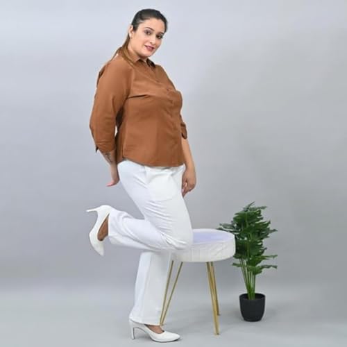 Image of Fashion Plus PlointTrandy Textured Trousers for Women | Women Loose Fit Trousers | Women's High-Waisted Pant | Women Trousers Pants | Korean