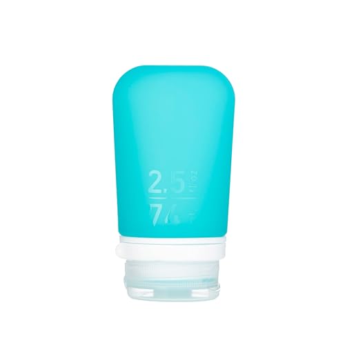Image of humangear GoToob+ (Medium) | Refillable Silicone Travel Bottle | Locking Lid | Food-Safe Material | Aqua, Medium (2.5 fl.oz.; 74ml)