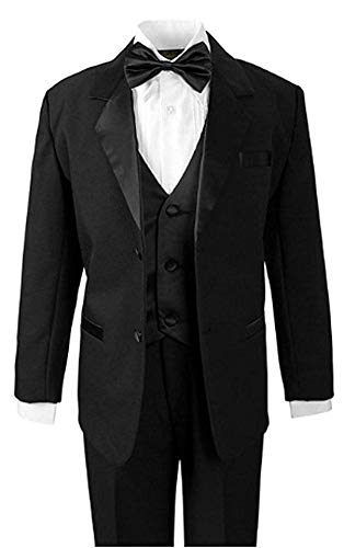 Image of iGirldress Baby /Toddle /Boys Ivory Black Navy Jacket Pants Shirt Bowtie Tuxedo Ring Bearer Suit