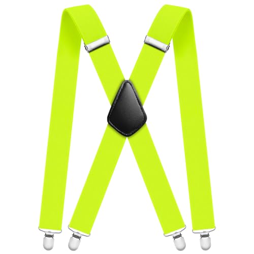 Image of Aomig Men's Adjustable Wide Braces, Extra Wide X Braces for Men, Braces for Men with Very Strong 4 Clips - 3.5 cm