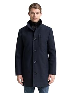 TOM TAILOR Herren 1048486 2-in-1 Wollmantel mit Abnehmbarer Innenjacke, 32530-Blue Small Herringbone, XXL