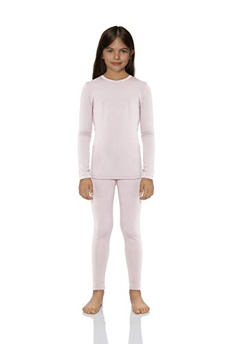 Rocky Thermal Underwear for Girls Cotton Knit Thermals Kids Base Layer Long John Pajamas Set (Pink - Small)