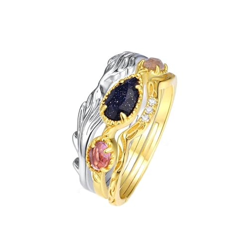 Bagues réglables en grès bleu et labradorite : sublimez votre style bohème au quotidien