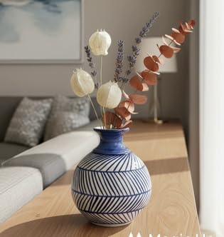 Image of Bliss Hohm Round Decorative Vase for Home Decor (5 Inches), Ceramic Flower Vases for Living Room and Office Decor, Decoration Items, Wall Tabletop showpieces, Flower Pots